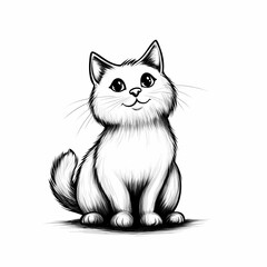 Obraz premium A black and white coloring book with an illustration of a cat, creating a platform for children's creativity. Promotes the development of creativity and perseverance.