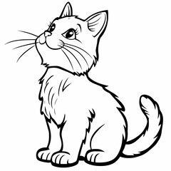 Fototapeta premium A black and white coloring book with an illustration of a cat, creating a platform for children's creativity. Promotes the development of creativity and perseverance.