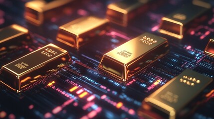 gold price fluctuations represented by gold bars on a digital financial chart illustrating market analysis investment strategies and trends in the commodities sector