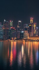 Fototapeta premium Gorgeous night view singapore’s city lights and reflections image