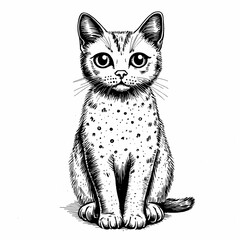 Obraz premium Coloring page with a cat, black and white outline. A great opportunity for children to show their imagination and artistic skills.