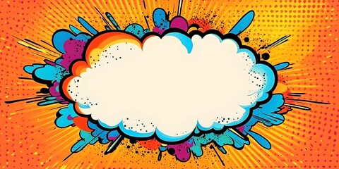 a pop art speech bubble template with a dynamic explosion effect. with vibrant colors, generative ai