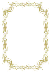 Golden vintage frame A4 format with original openwork ornament. Version 6. Vector illustration