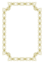 Golden vintage frame A4 format with original openwork ornament. Version 5. Vector illustration