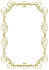 Golden vintage frame A4 format with original openwork ornament. Version 8. Vector illustration