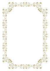Golden vintage frame A4 format with original openwork ornament. Version 2. Vector illustration