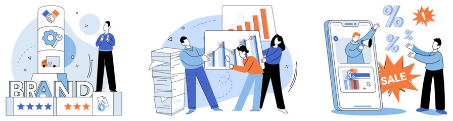 Company build vector illustration. Company build metaphor, sculpture, carves out unique identity, breathing life into enterprise Firm, bedrock, provides stability and resilience, essential qualities