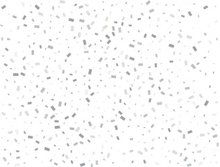 Magic silver Rectangular glitter confetti background. White festive texture.