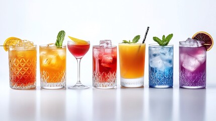 Fototapeta premium mocktail selection featuring colorful non-alcoholic beverages with creative flavors and cocktail-style presentation offering refreshing drinks for parties and summer gatherings