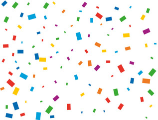 Rainbow Rectangular Confetti. Confetti celebration, Falling rainbow abstract decoration for party, birthday celebrate, anniversary or event, festive. Festival decor. Vector illustration.