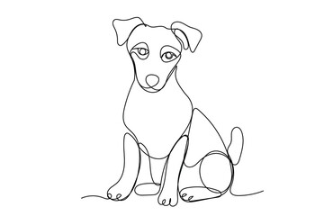 Line Art Jack Russell Terrier Portrait. Lineart On White background. One Editable Continuous Line Drawing Dog. Simple Modern Jack Russell Outline Portrait Sketch	
