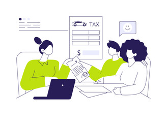 Pay car sales tax abstract concept vector illustration.