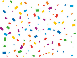 Rainbow Rectangular Confetti. Confetti celebration, Falling rainbow abstract decoration for party, birthday celebrate, anniversary or event, festive. Festival decor. Vector illustration.