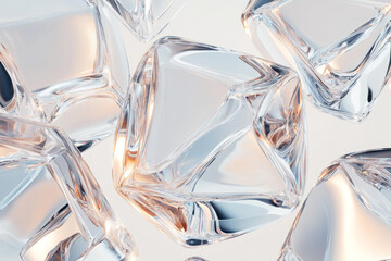 Abstract transparent crystal geometric shapes