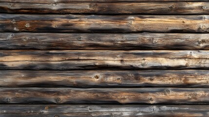 Obraz premium Rustic Aged and Weathered Wooden Slat Wall Interior in Warm Cozy Traditional Log Cabin Ambiance of Pacific Northwest Woodland Setting