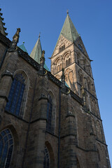 Fototapeta premium Bremen, Germany - September 1, 2024 - St. Peter's Cathedral is situated in the centre of the Hanseatic City of Bremen on a sunny summer day
