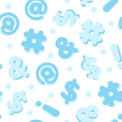 Obraz premium Symbols Wallpaper, Keyboard Symbols, Dollar Sign, Number Sign, Cute Wallpaper, Ampersand Pattern, Seamless Pattern, Repeat Pattern, Vector Illustration Background
