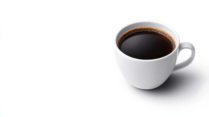 Obraz premium Black Coffee in a White Mug: A simple, elegant photo of a steaming cup of black coffee in a white mug, perfect for adding a touch of warmth and sophistication to your designs.