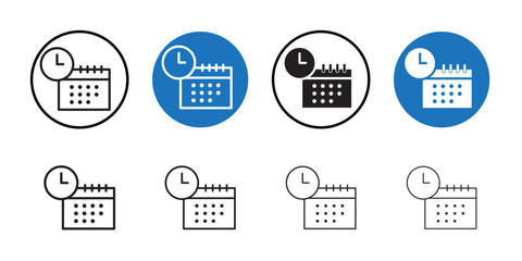 Calendar clock icon Thin line art collection