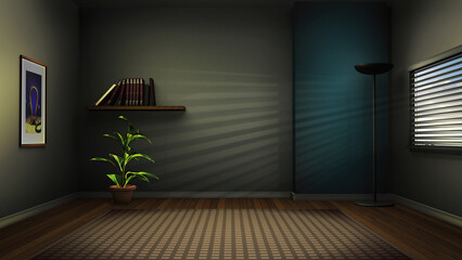 Office virtual studio background. A custom 3D render backdrop, ideal for online lessons, courses, product reviews, DIY tutorials etc. Suitable on VR stage sets, with green screen