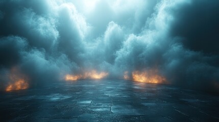 Mysterious Foggy Landscape with a Glow