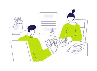 Pay business registration fee abstract concept vector illustration.