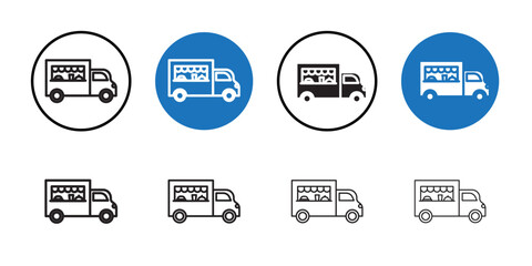 Fototapeta premium Food truck icon Thin line art collection