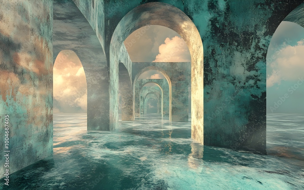 Aufkleber shimmering portals and bending light blend time and space in the enigmatic bermuda triangle creating