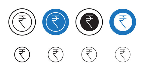 Indian rupee icon Thin line art collection
