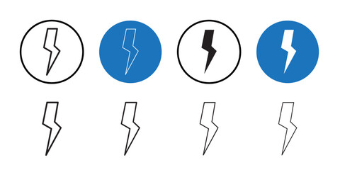 Lightning icon Thin line art collection