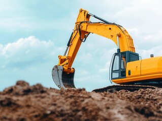 Futuristic drilling equipment at a large construction project, autonomous systems and robots driving efficiency, autonomous drill, construction technology
