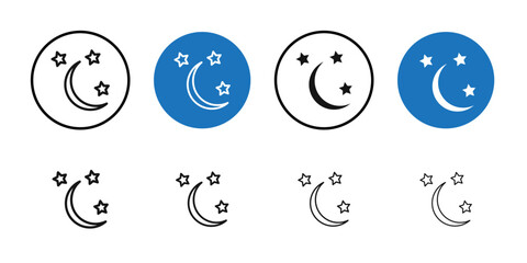 Moon stars icon Thin line art collection