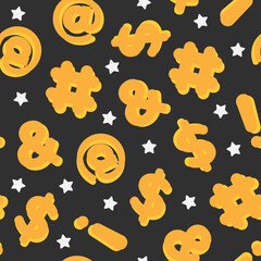 Symbols Wallpaper, Keyboard Symbols, Dollar Sign, Number Sign, Cute Wallpaper, Ampersand Pattern, Seamless Pattern, Repeat Pattern, Vector Illustration Background
