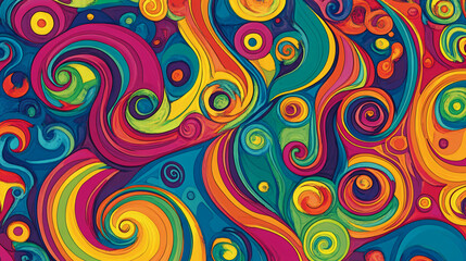 A funky psychedelic pattern with swirling colors.