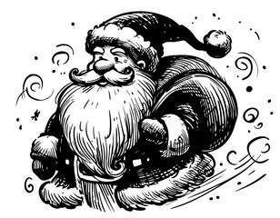 vintage santa claus portrait with festive expression black vector