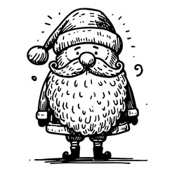 playful santa claus in doodle style with sketch details black vector