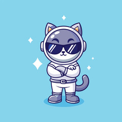 Cute Cool Cat Wearing Eyeglasses And Hoodie Cartoon Vector Icon Illustration