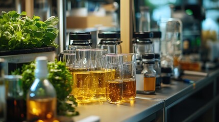 scientists working on biotechnological experiments in an advanced laboratory showcasing the precision fermentation process with high-tech equipment for sustainable food production