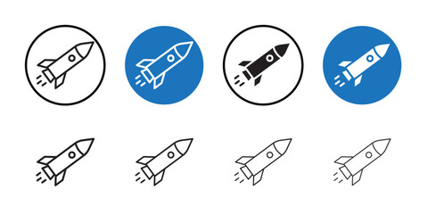 Rocket launch icon Thin line art collection