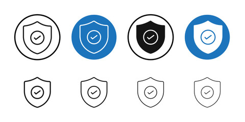 Shield check icon Thin line art collection