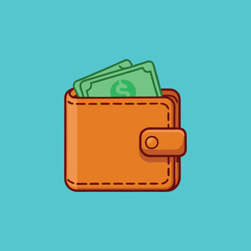 recommend clip art: Wallet And Money Cartoon Vector Illustration