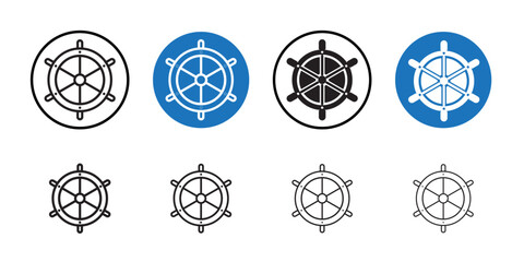 Ship wheel icon Thin line art collection