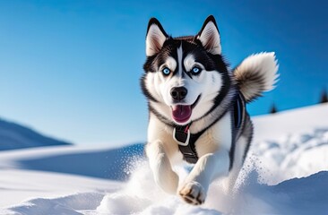 Cute little husky dog cartoon jumping