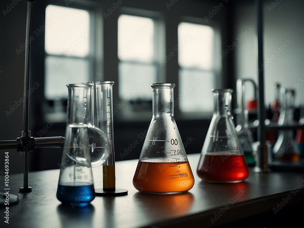 Poster isotopes in a lab setting with blank space.
