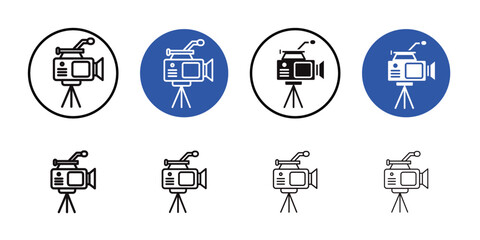 TV camera icon Thin line art collection