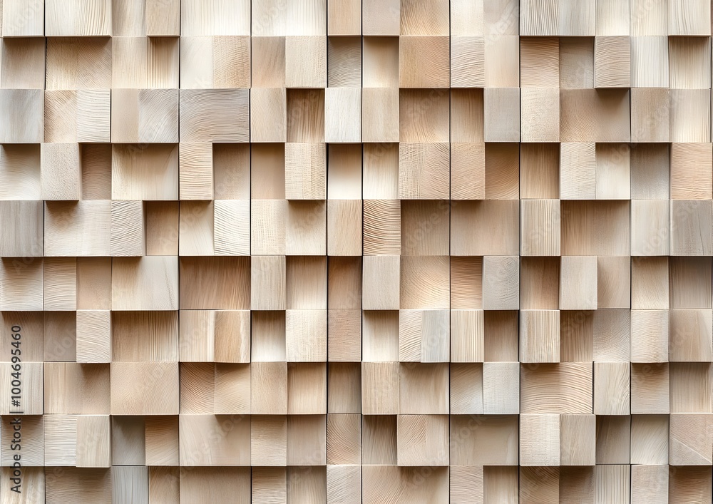Poster stylish neutral colored wooden wall featuring a textured linear grid pattern of decorative timber pa