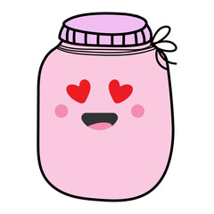 pink jar with love smile and hearts