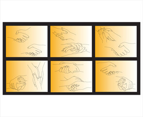 Two people agree and shake hands one contiguous line vector illustration. Shaking hands. Vector illustration for poster, card, banner, valentine day, wedding,Coffee cup and t-shirt. Hand drawn