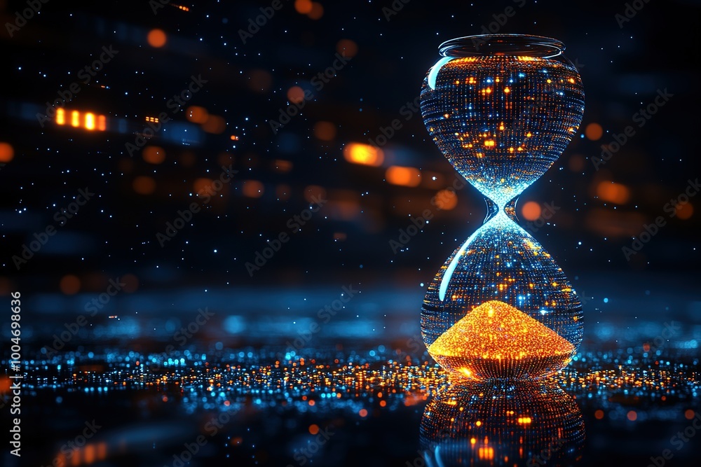 Aufkleber a digital image of a clock with a sand timer inside