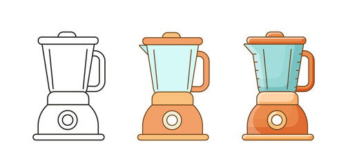 Blender vector icon set. Kitchen blender logo vector illustration.  Blender outline linear icon. 